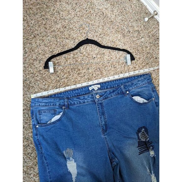 Indigo Thread Co. Visible Mending Plus Skinny Jeans 22W - Picture 2 of 11